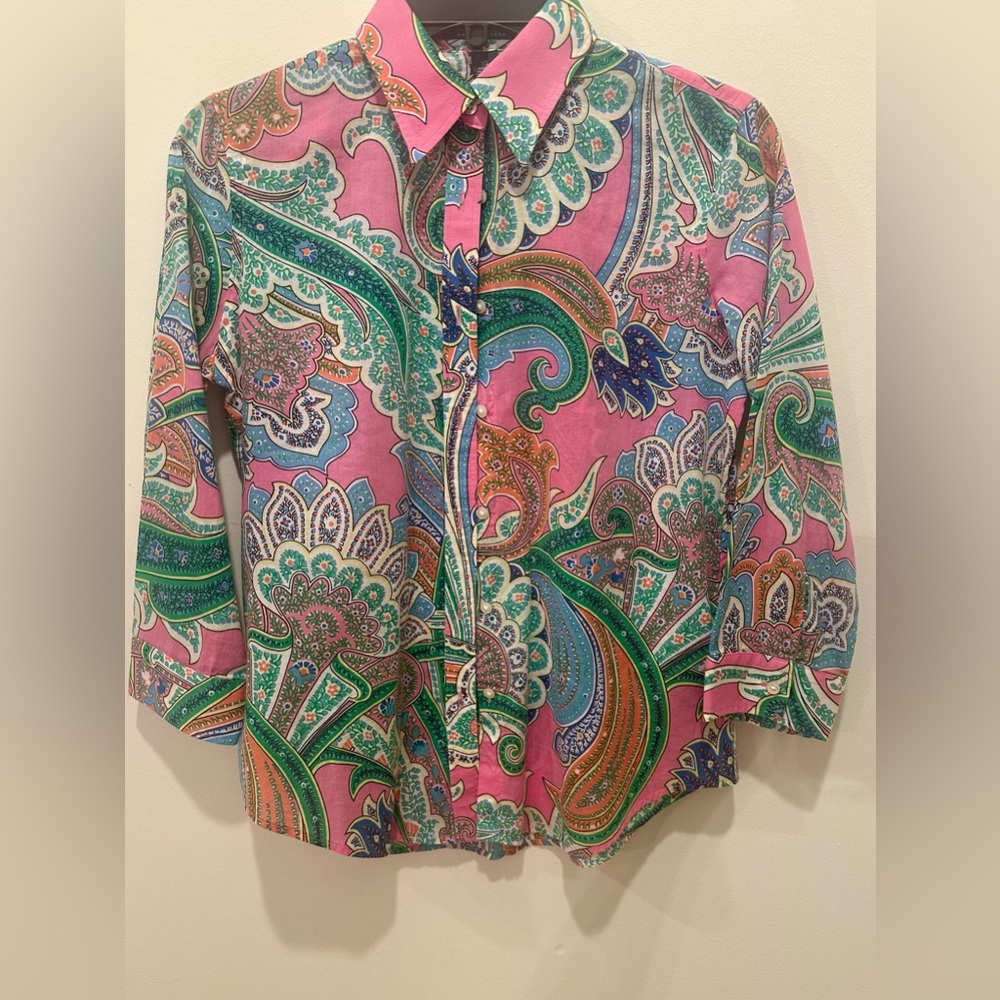 Lauren Ralph Lauren Pink Paisley Print Blouse